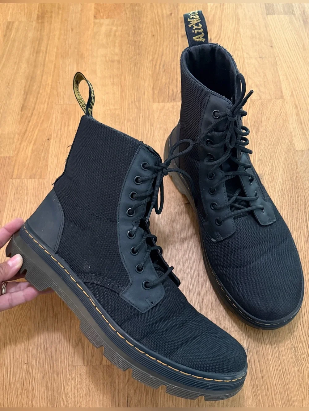 Dr Martens Combs Black Nylon Lace Up Boots Unisex Men's 11 Women's 12